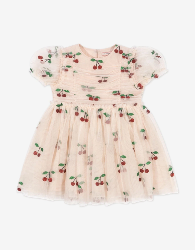 Girls Tullie Cherry Dress in Ivory