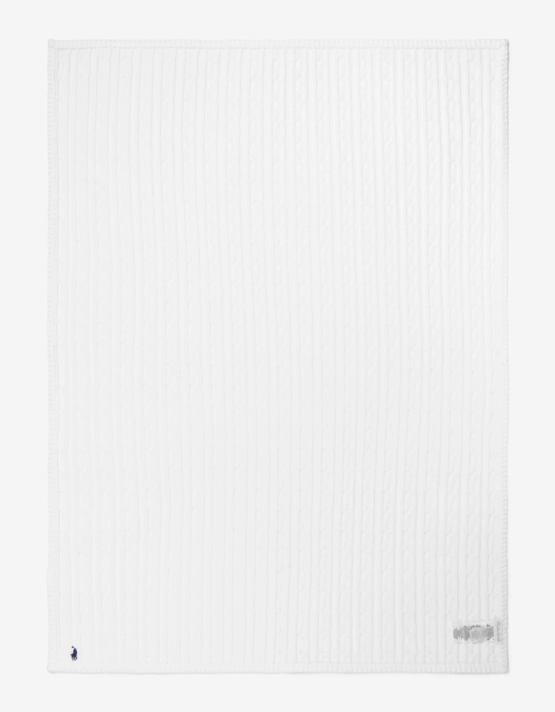 Baby Cable Knit Blanket in White (130cm x 180cm)