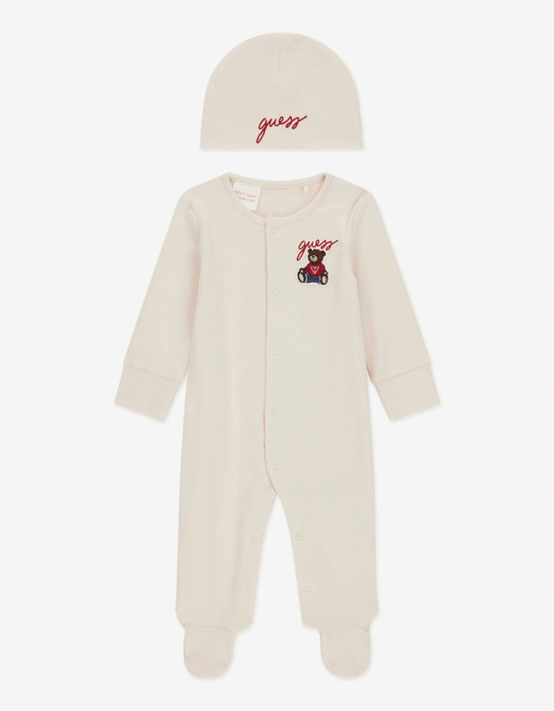 Baby Teddy Bear Babygrow Set in Beige