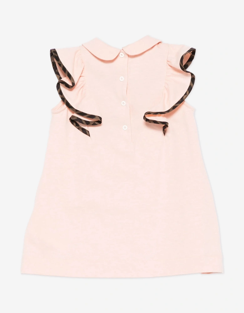Baby Girls Flower Ruffle Dress in Pink