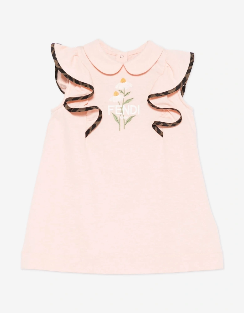 Baby Girls Flower Ruffle Dress in Pink