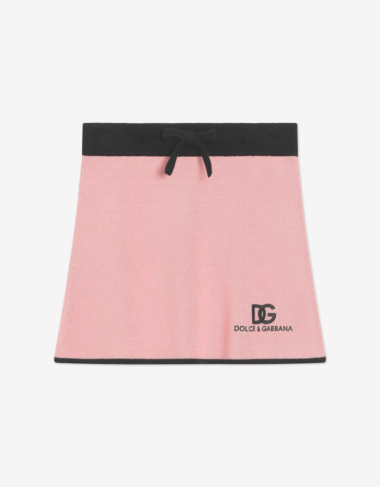 Girls Cashmere Logo Skirt in Pink
