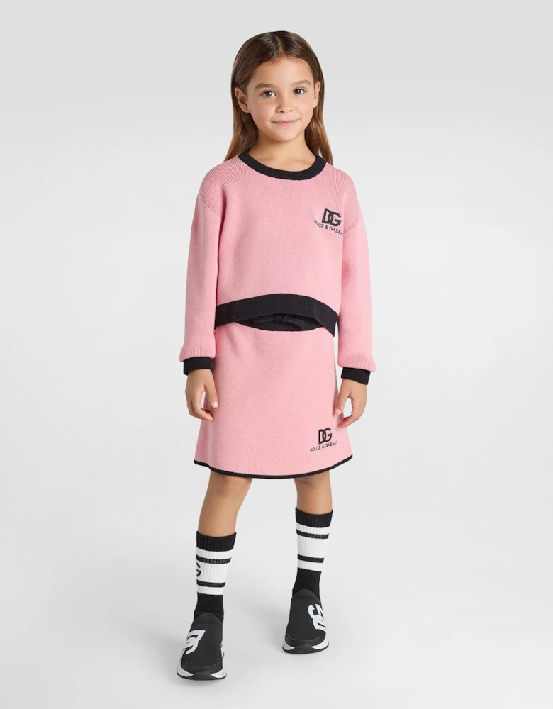 Girls Cashmere Logo Skirt in Pink