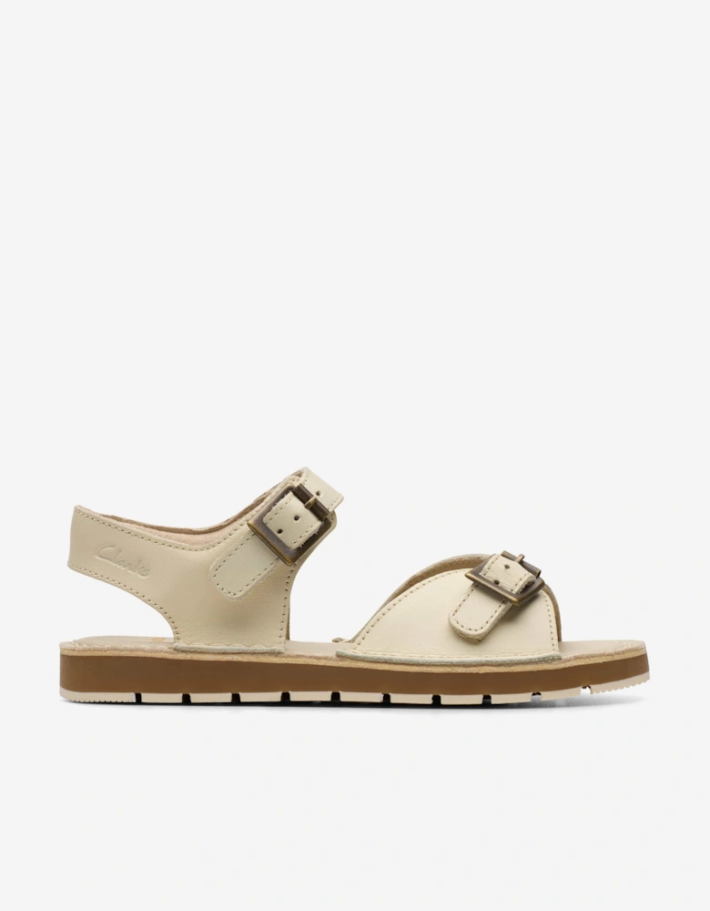 Girls Leather Play Sun Reef Sandals in White