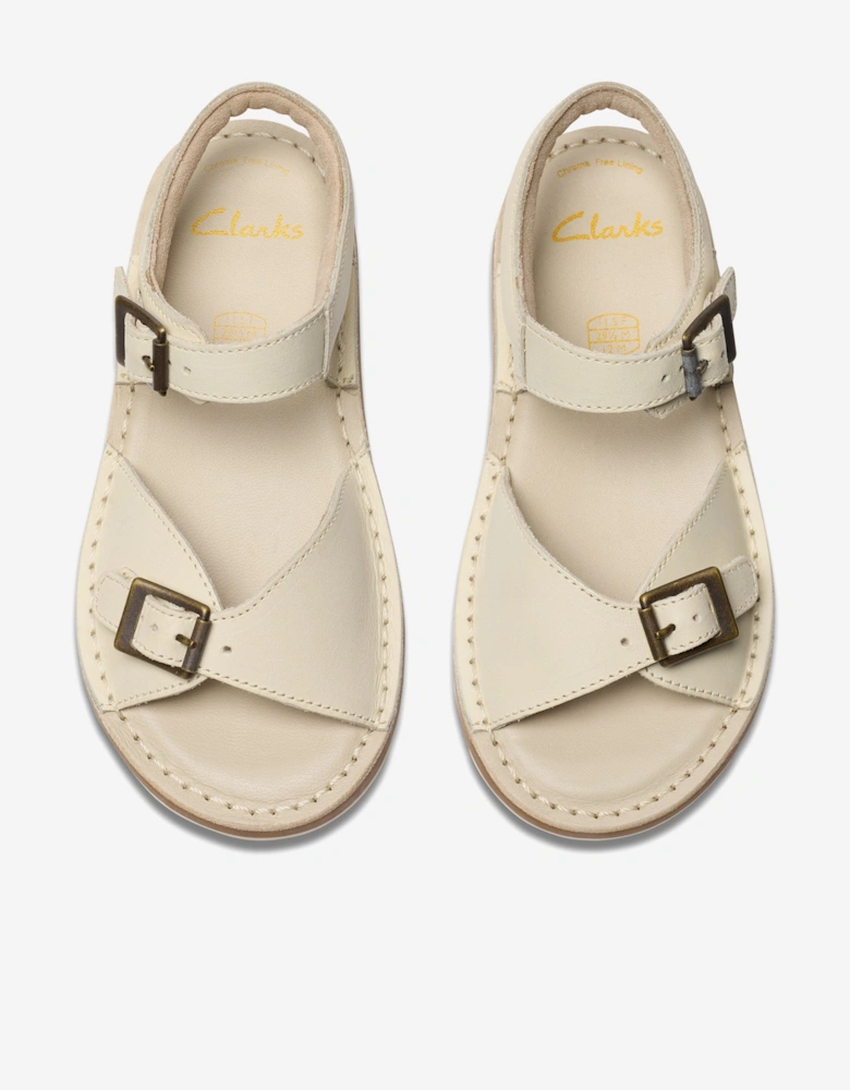 Girls Leather Play Sun Reef Sandals in White