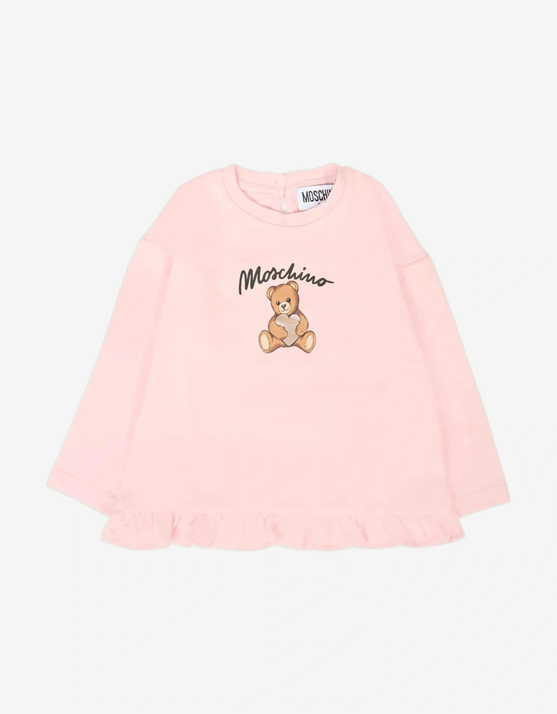 Baby Girls Long Sleeve Teddy T-Shirt in Pink, 4 of 3