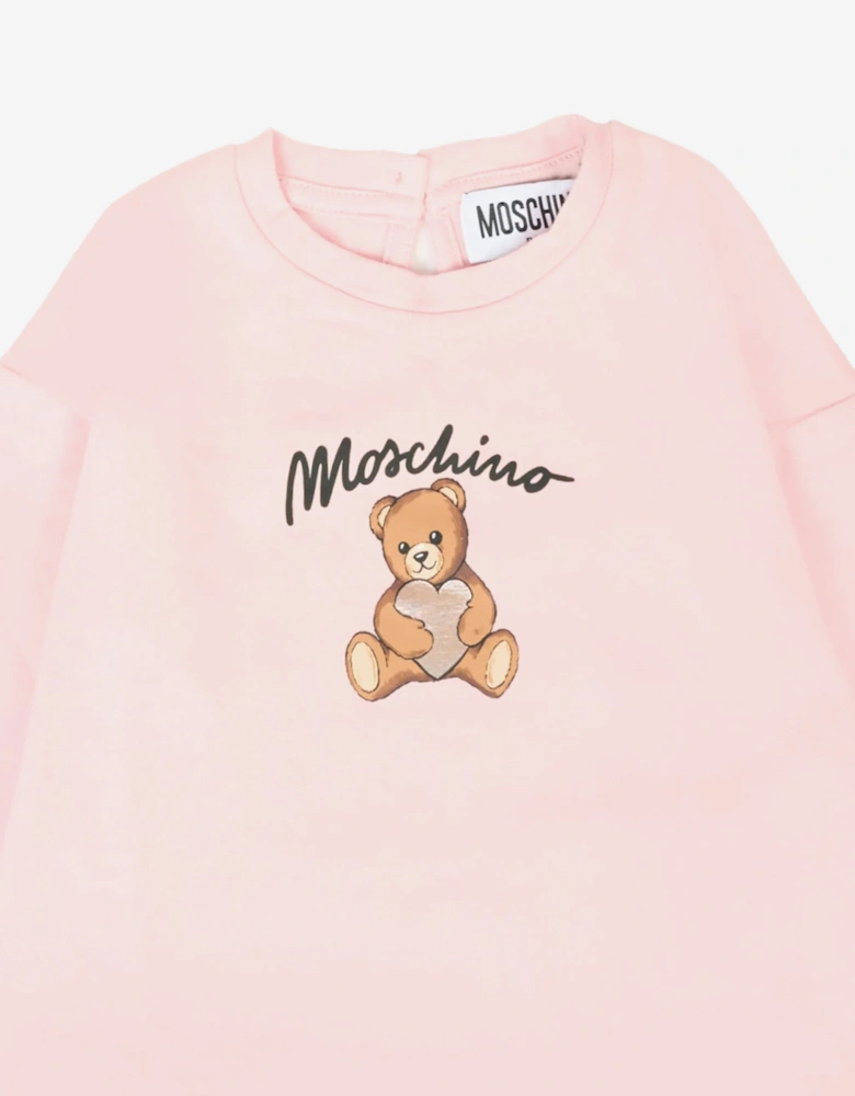 Baby Girls Long Sleeve Teddy T-Shirt in Pink