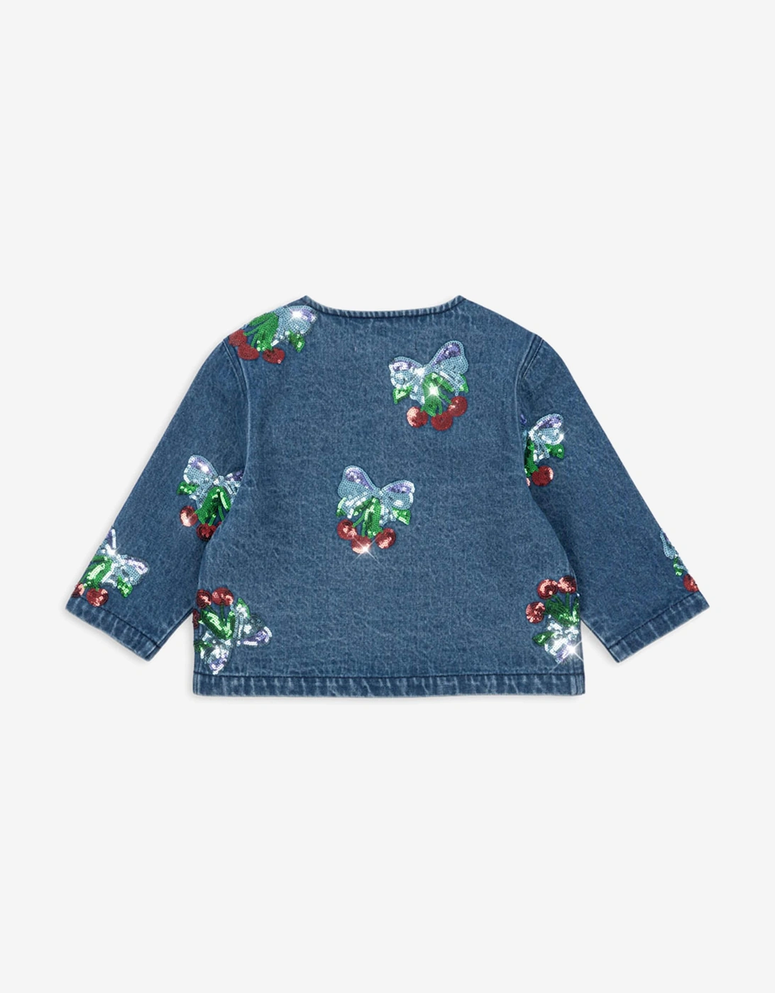 Girls Magot Sequin Cherry Denim Jacket in Blue