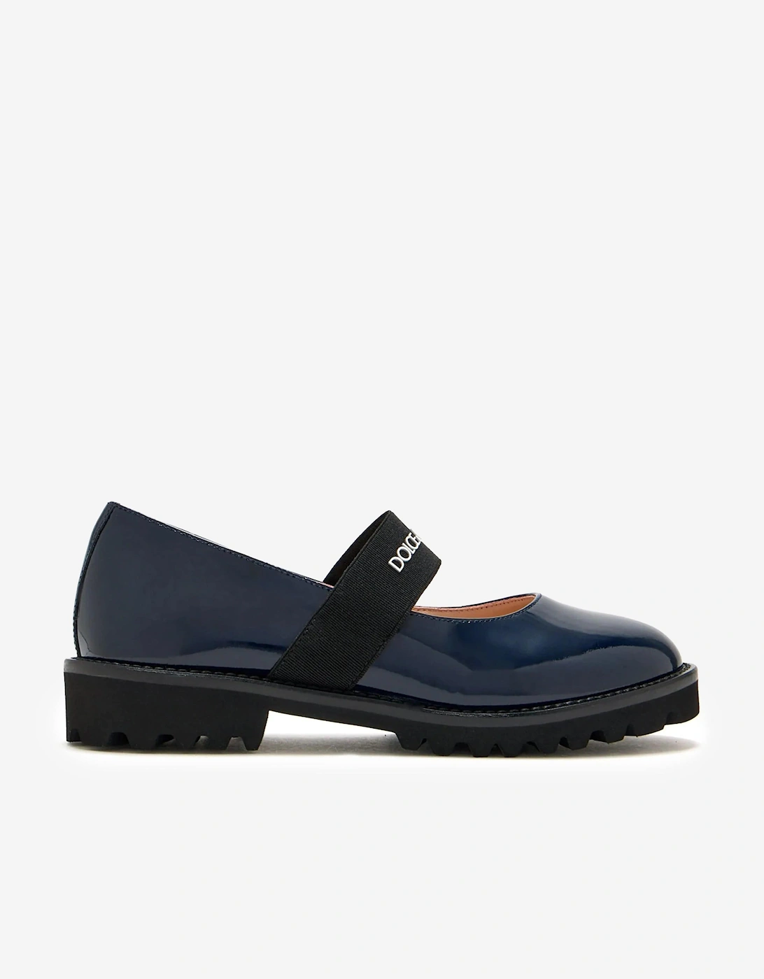 Girls Patent Leather Logo Shoes in Navy, 5 of 4