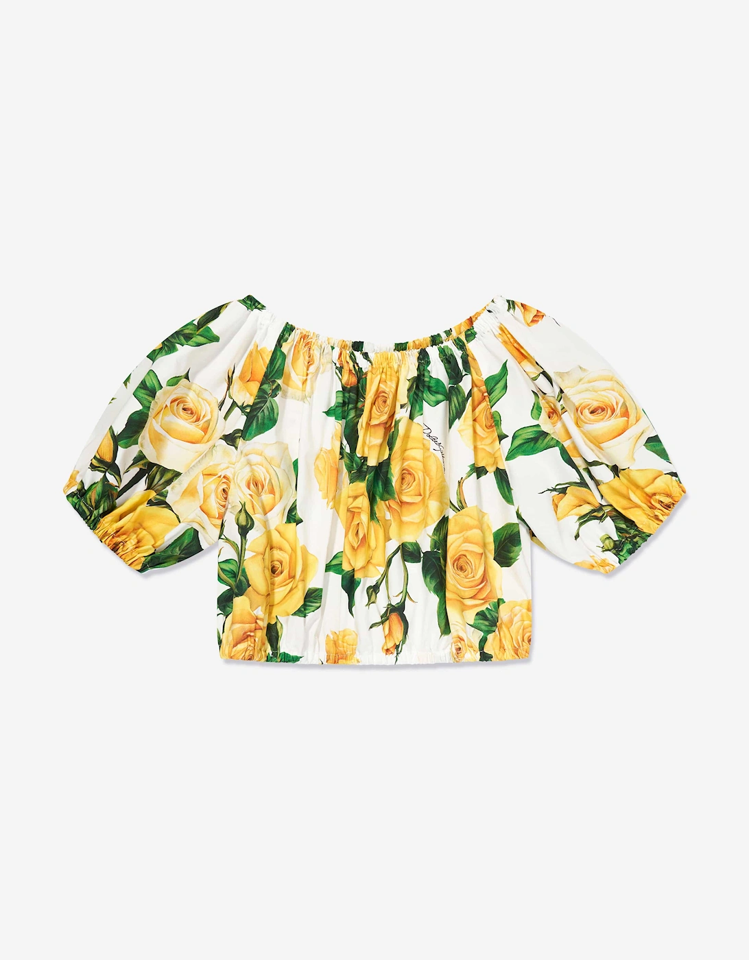 Girls Rose Print Cropped Top in Multicolour, 5 of 4