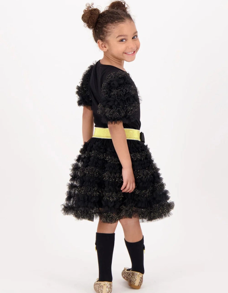 Angels Face Girls Ballroom Ruffle Skirt in Black