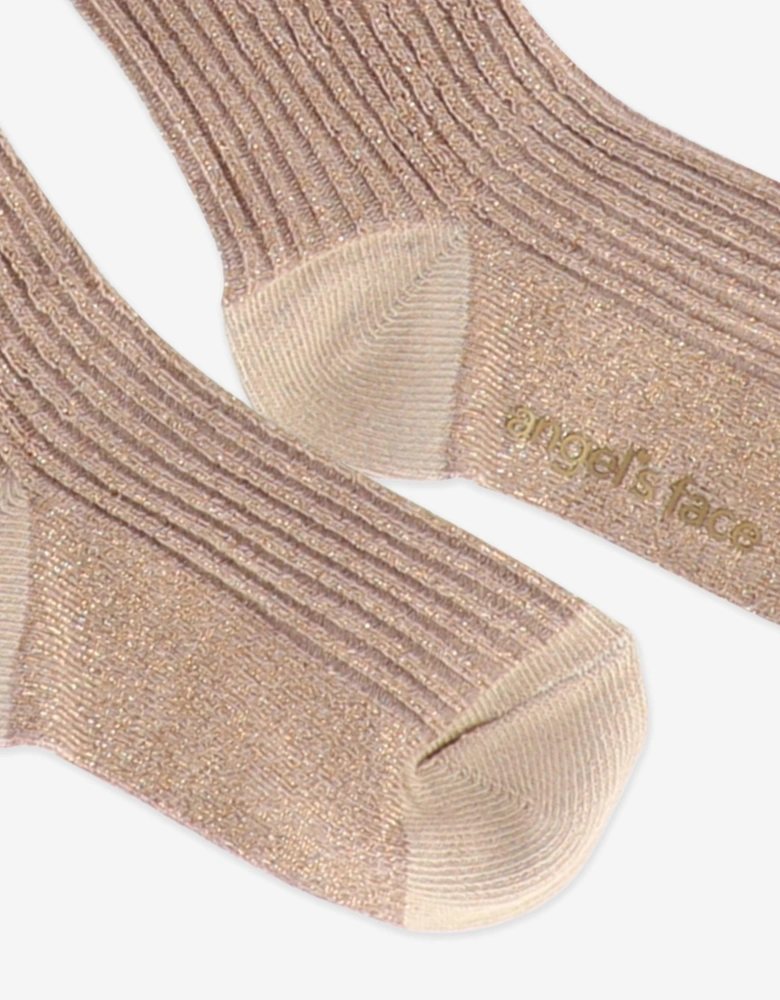 Angels Face Girls Lucy Sparkle Socks in Beige