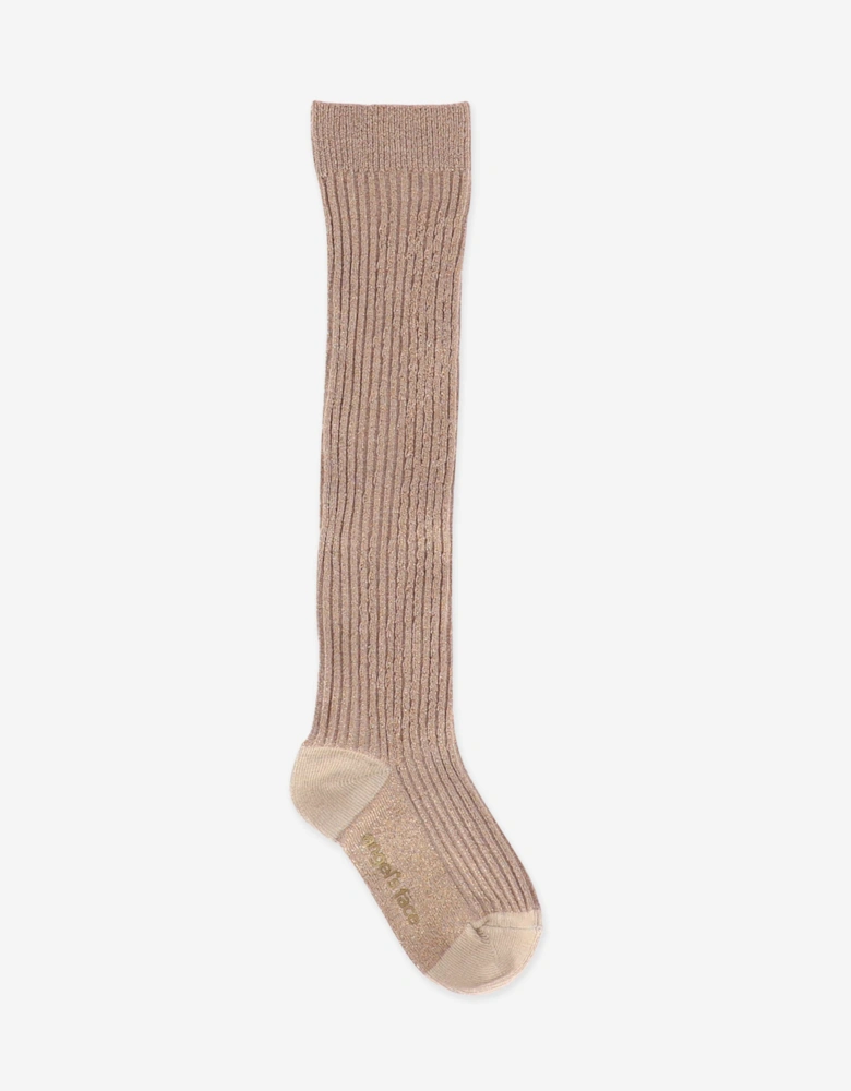 Angels Face Girls Lucy Sparkle Socks in Beige
