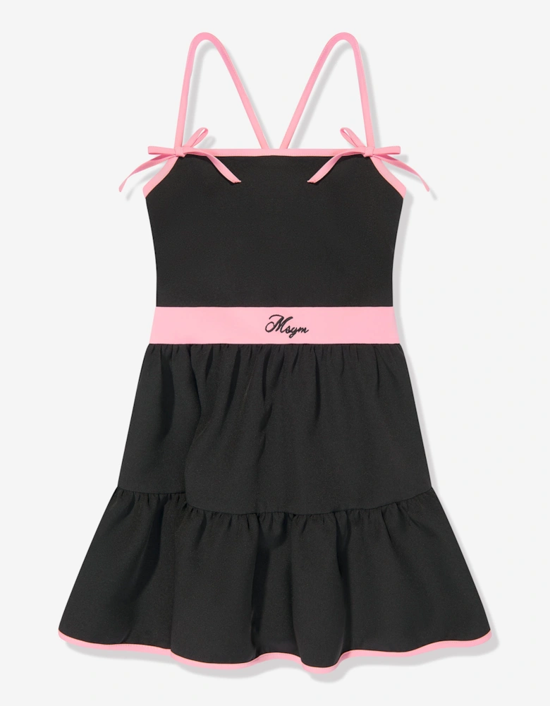 Girls Cotton Technical Dress in Black