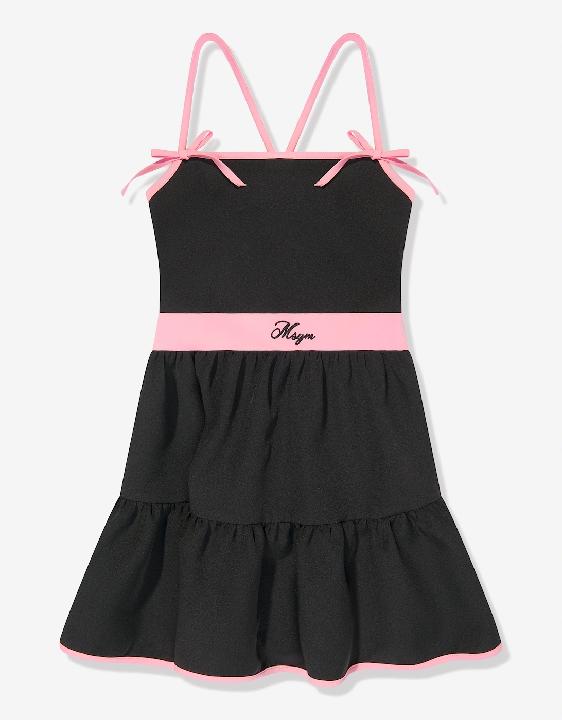 Girls Cotton Technical Dress in Black, 6 of 5