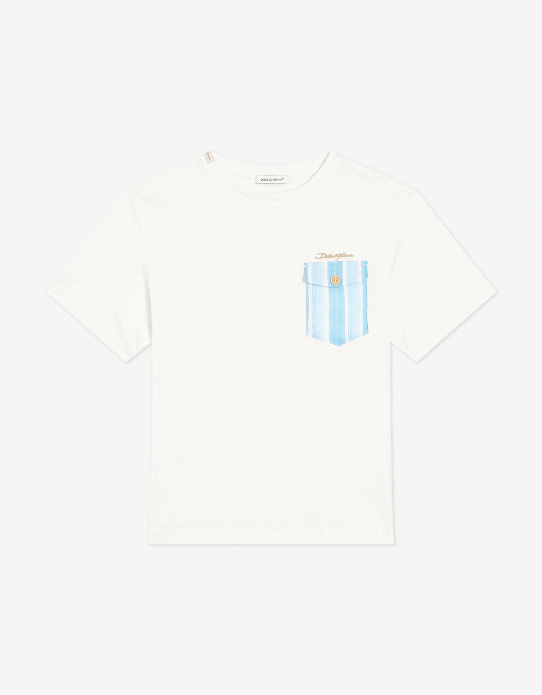 Boys Striped Pocket T-Shirt in White, 6 of 5