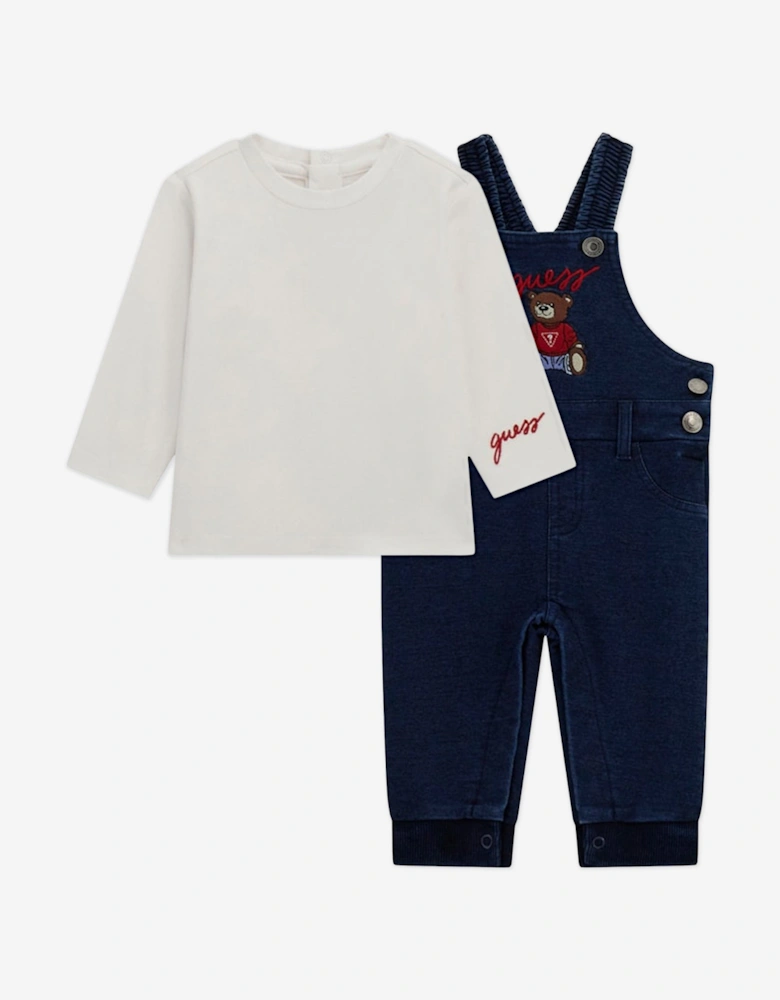 Baby Boys Dungaree Set in White
