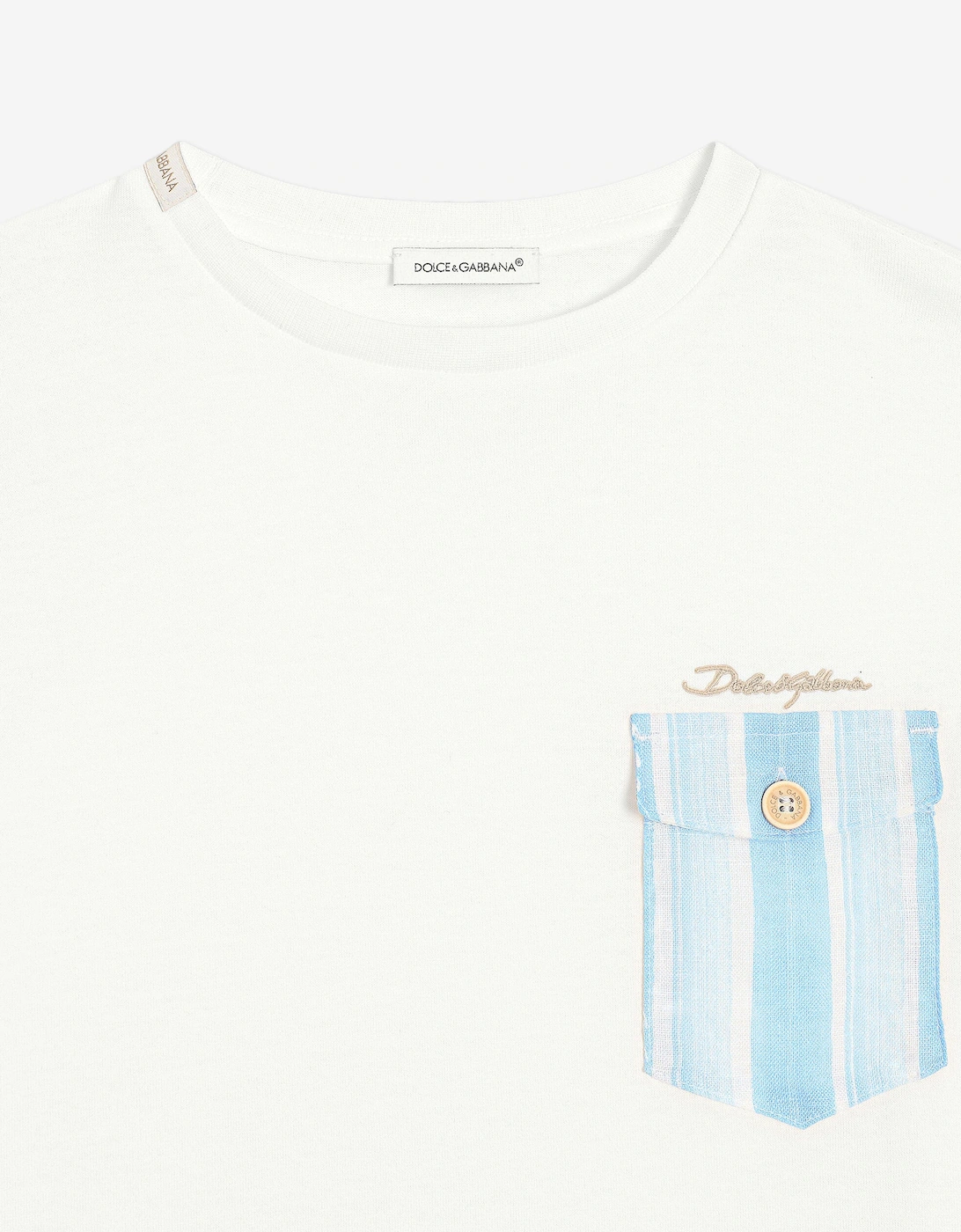 Boys Striped Pocket T-Shirt in White