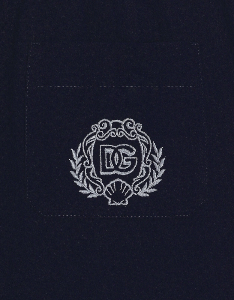 Boys Seersucker Shorts in Navy