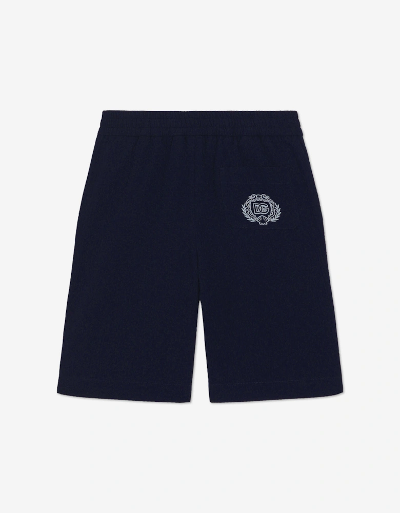 Boys Seersucker Shorts in Navy