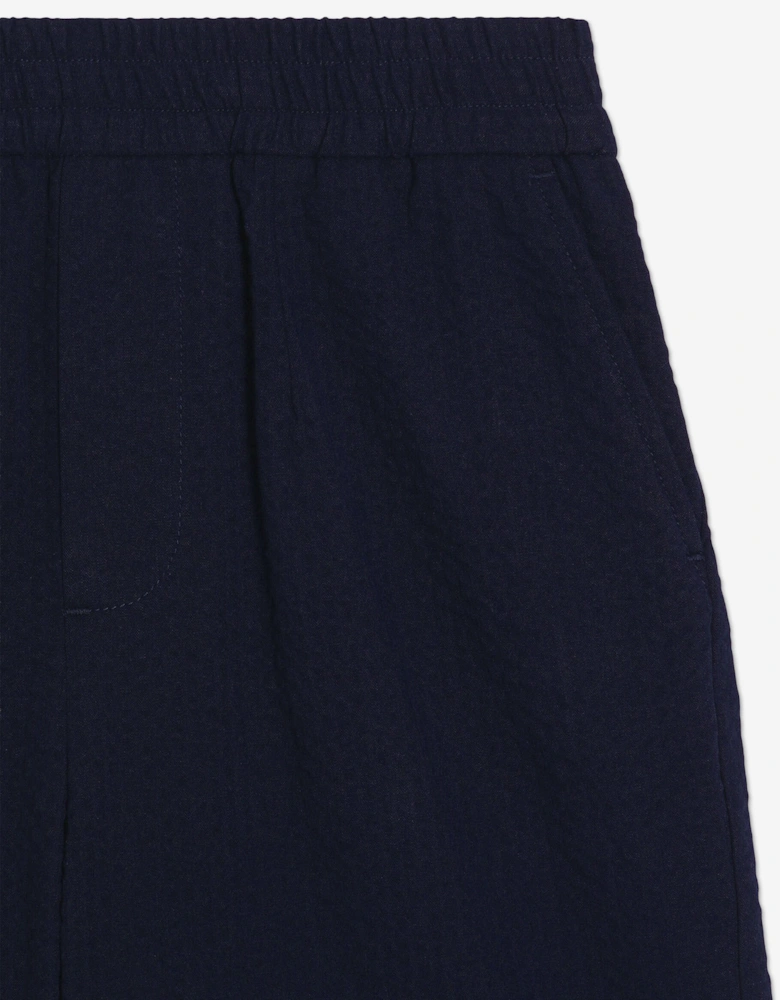 Boys Seersucker Shorts in Navy