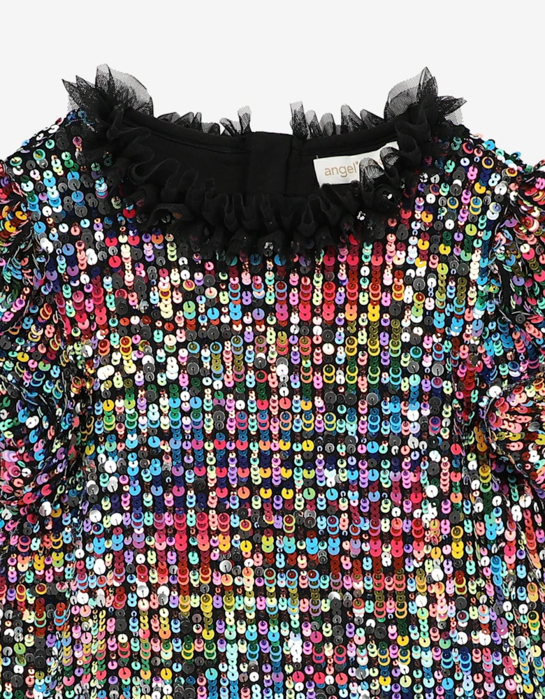 Angels Face Girls Shalini Sequin Dress in Black