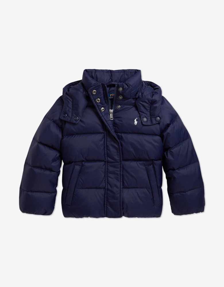 Girls Down Padded Puffer Jacket in Navy