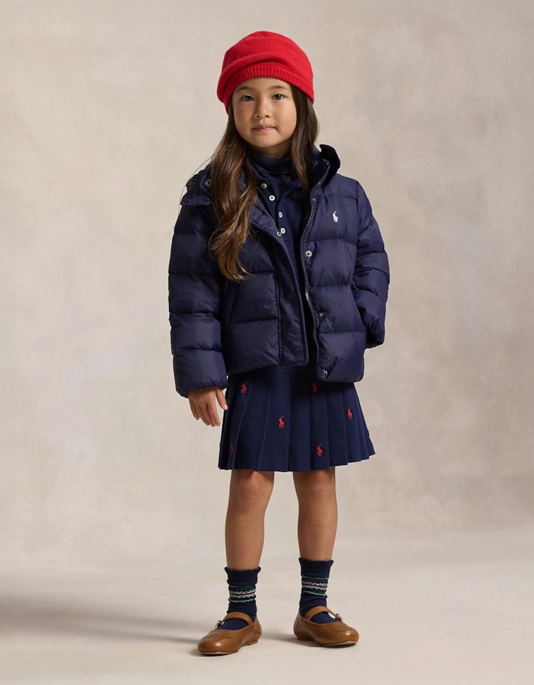 Girls Down Padded Puffer Jacket in Navy