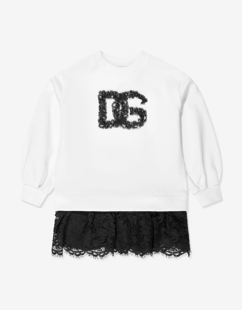 Girls Logo Sweater Dress in White