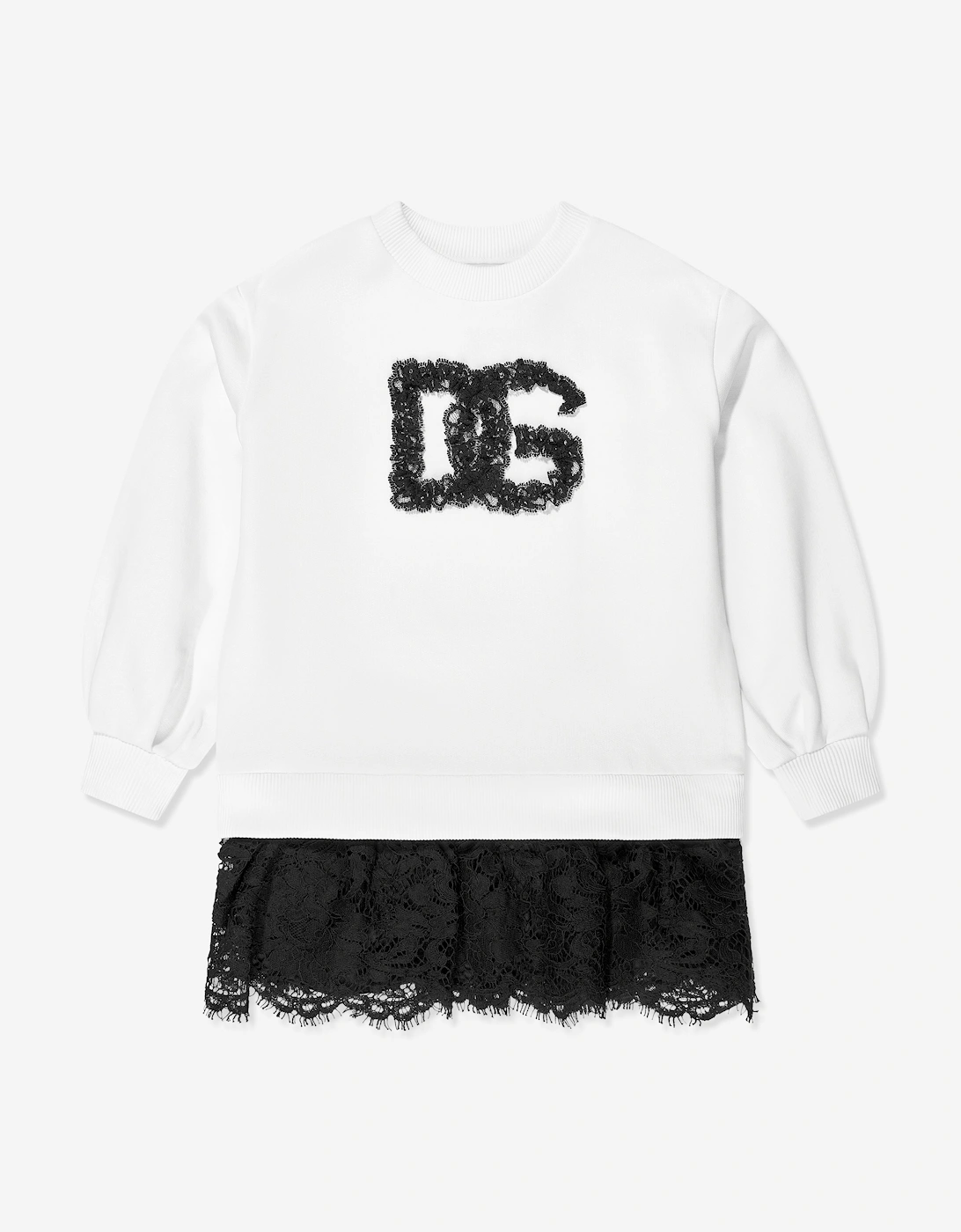 Girls Logo Sweater Dress in White, 6 of 5