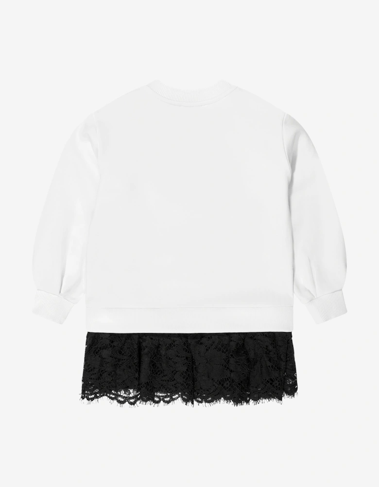 Girls Logo Sweater Dress in White