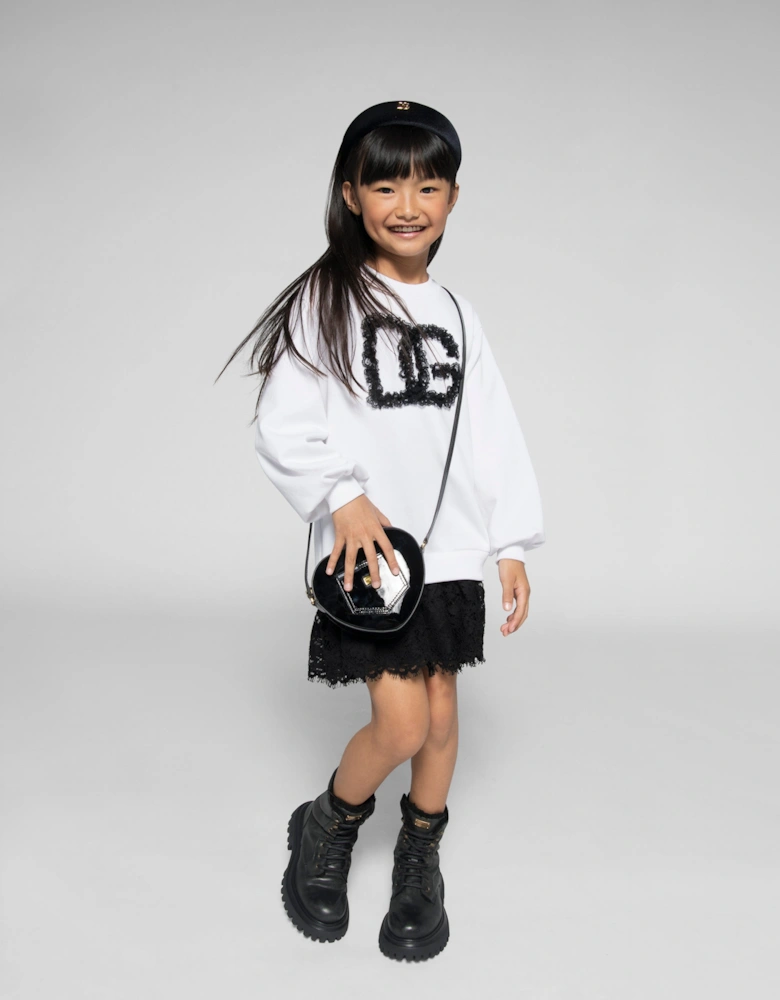 Girls Logo Sweater Dress in White