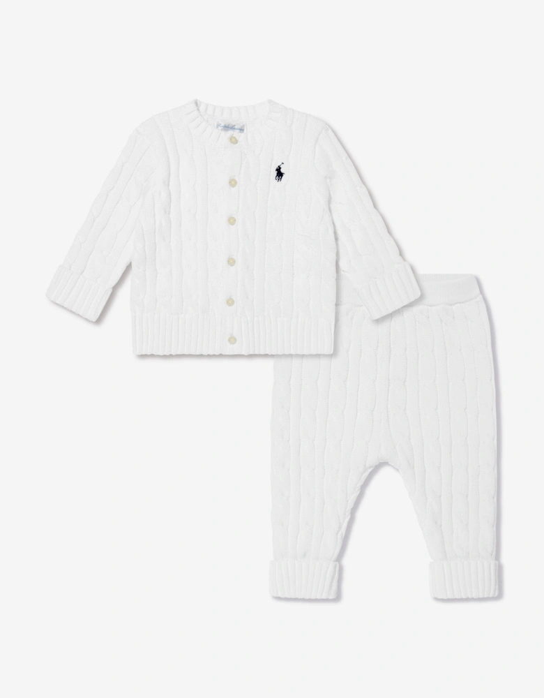 Baby Boys Cotton Trouser Set in White