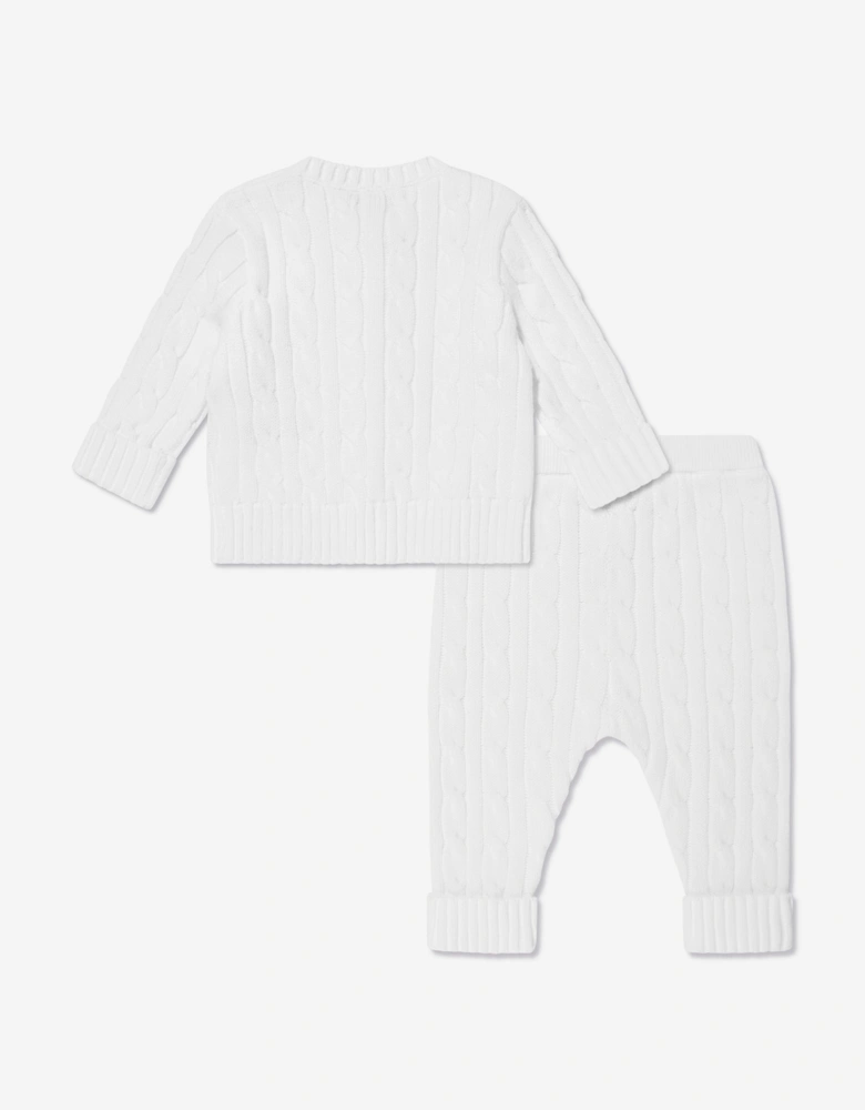 Baby Boys Cotton Trouser Set in White