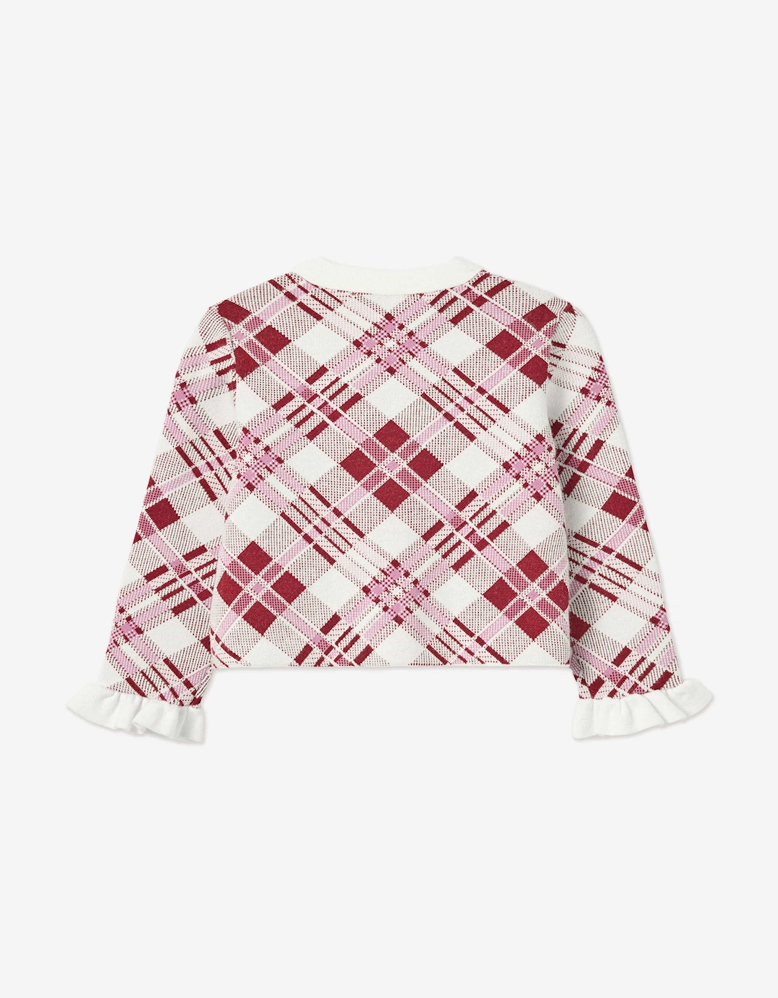 Girls Check Knit Cardigan in Red