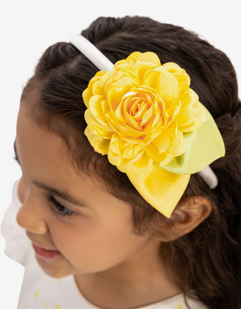 Girls Dress with Headband in Yellow