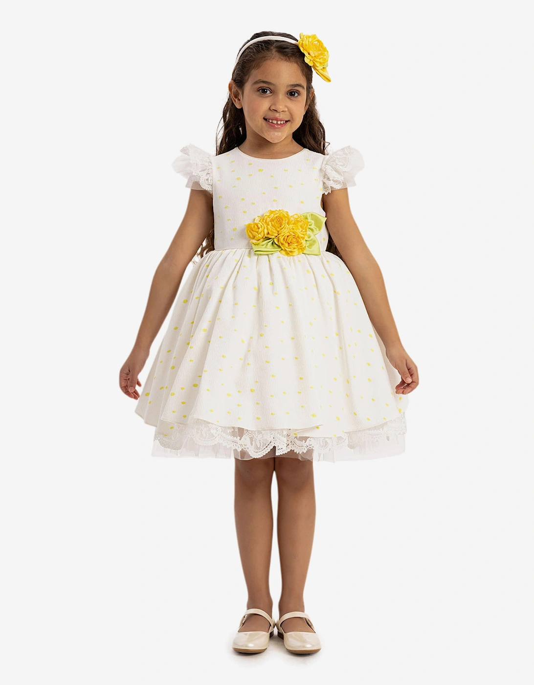 Girls Dress with Headband in Yellow, 7 of 6
