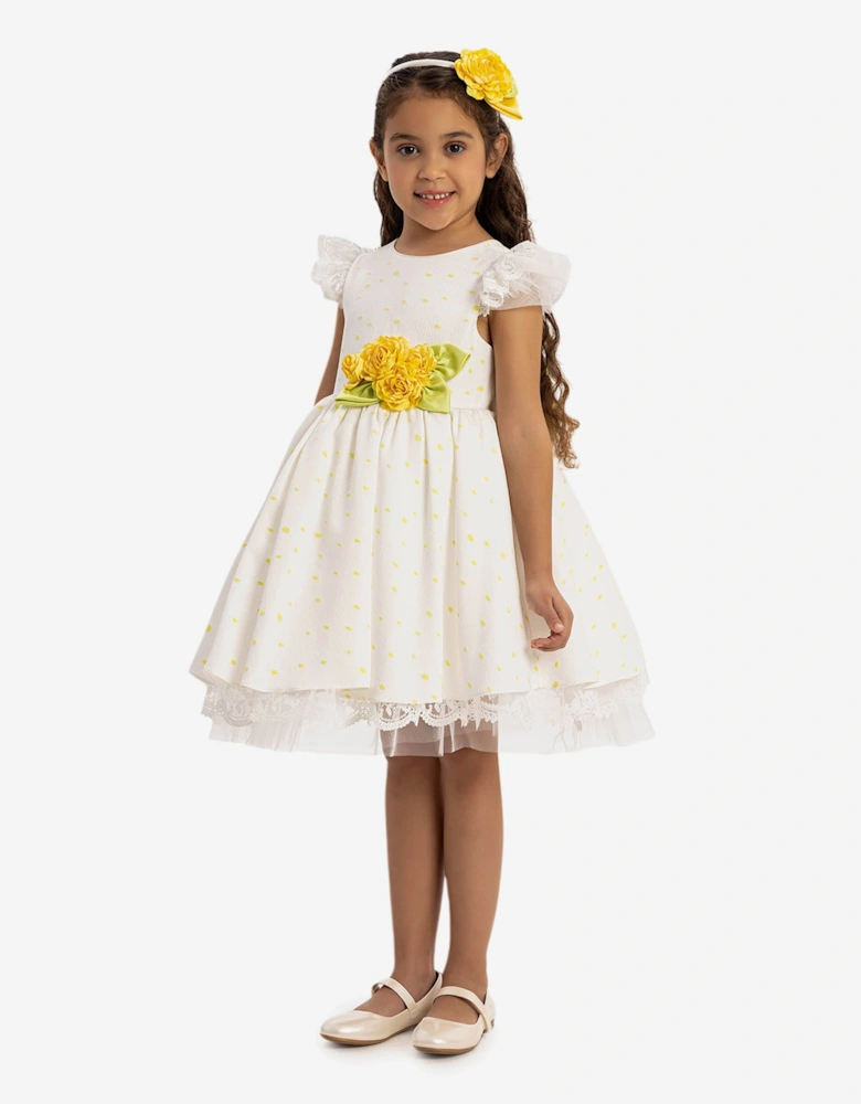 Girls Dress with Headband in Yellow