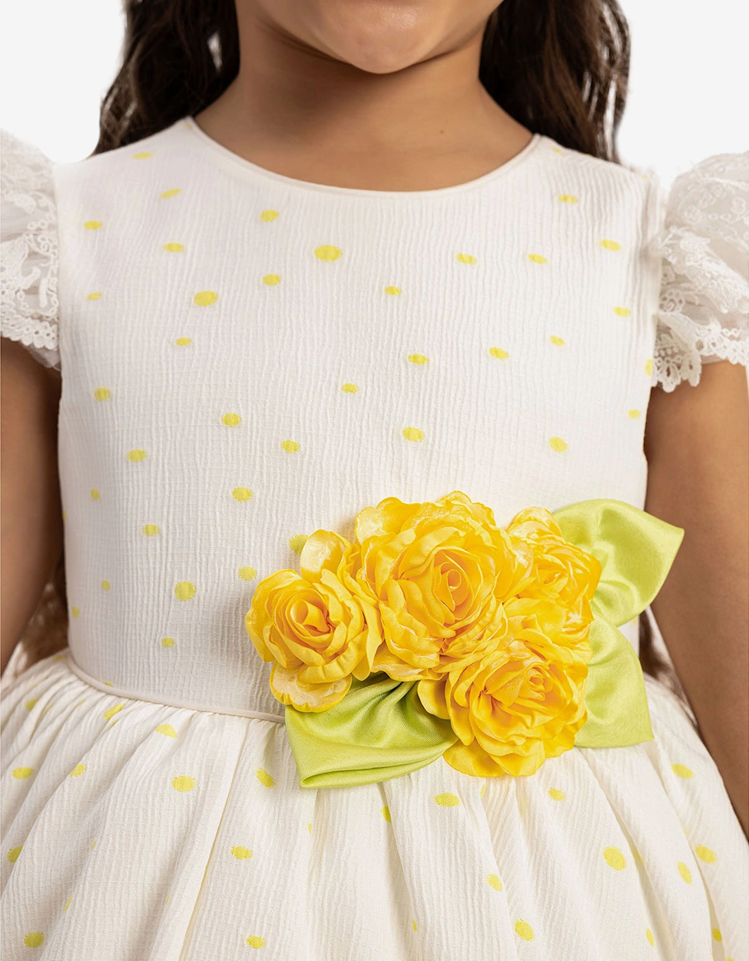 Girls Dress with Headband in Yellow