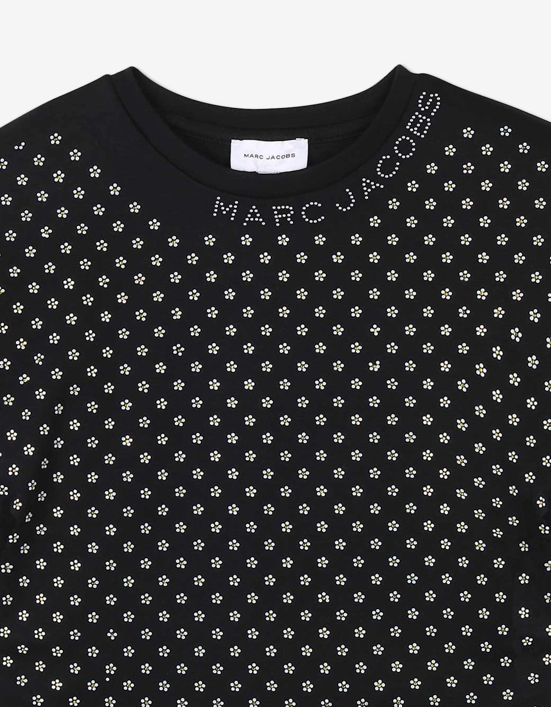 Girls Diamante Daisy Crop Top in Black