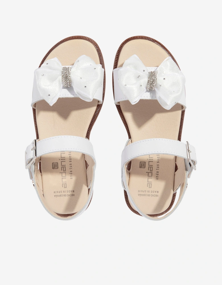 Girls Bow Sandals in White