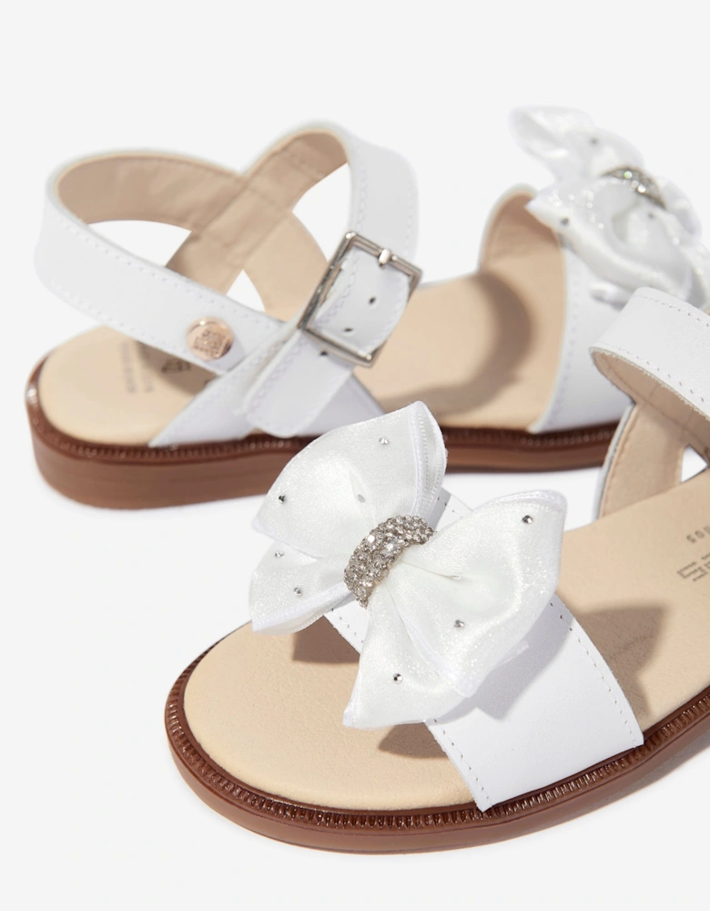 Girls Bow Sandals in White