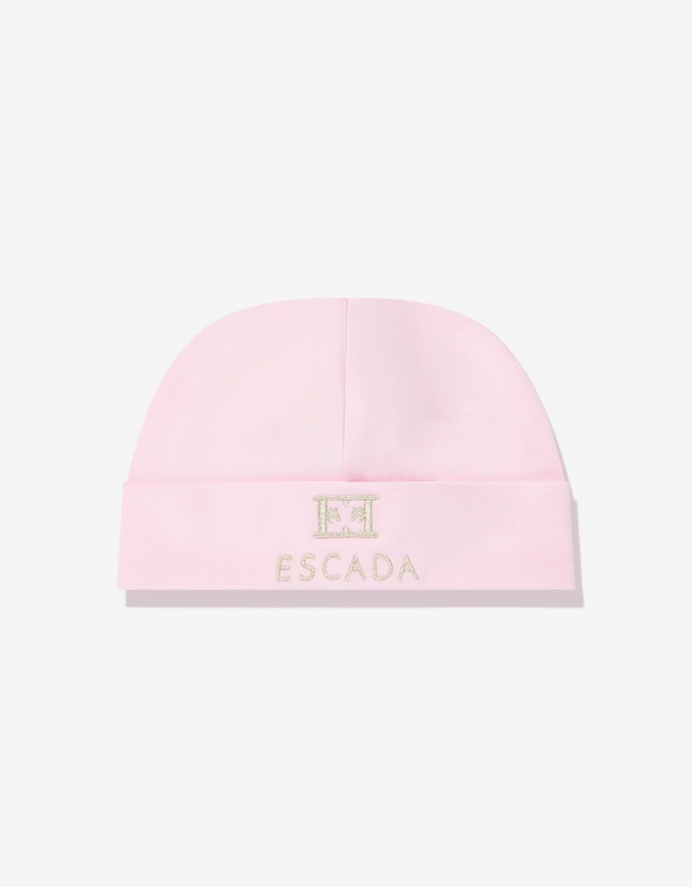 Baby Girls Embroidered Logo Beanie in Pink