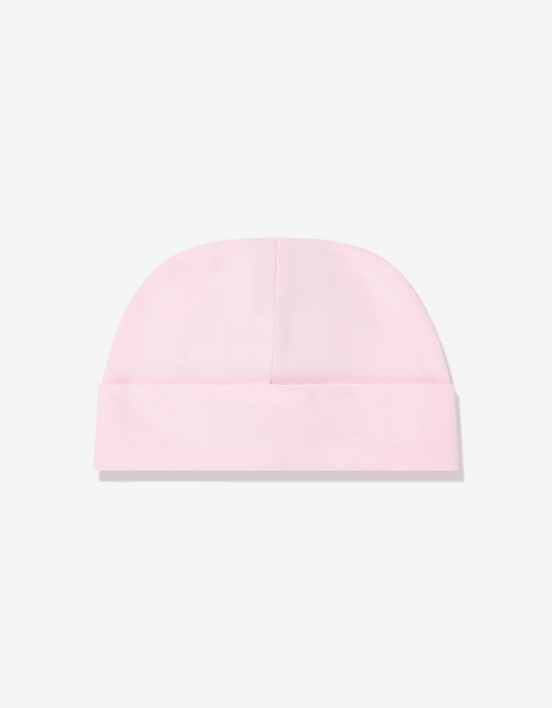 Baby Girls Embroidered Logo Beanie in Pink