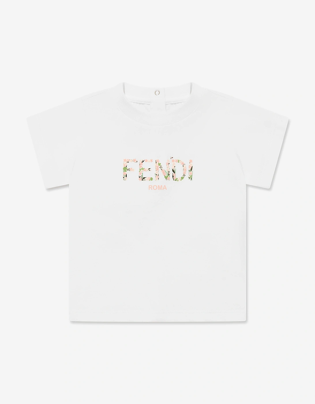 Baby Girls Flower Logo T-Shirt in White, 5 of 4