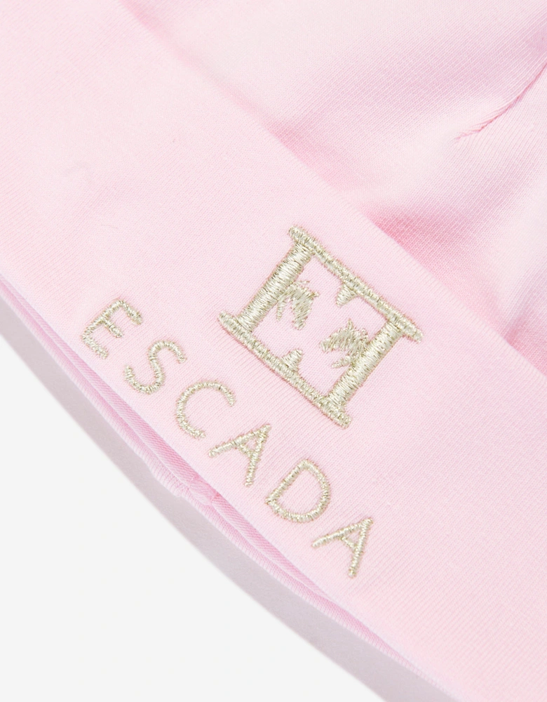 Baby Girls Embroidered Logo Beanie in Pink