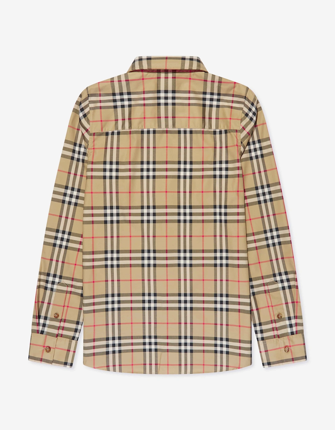 Boys Owen Long Sleeve Check Shirt in Beige