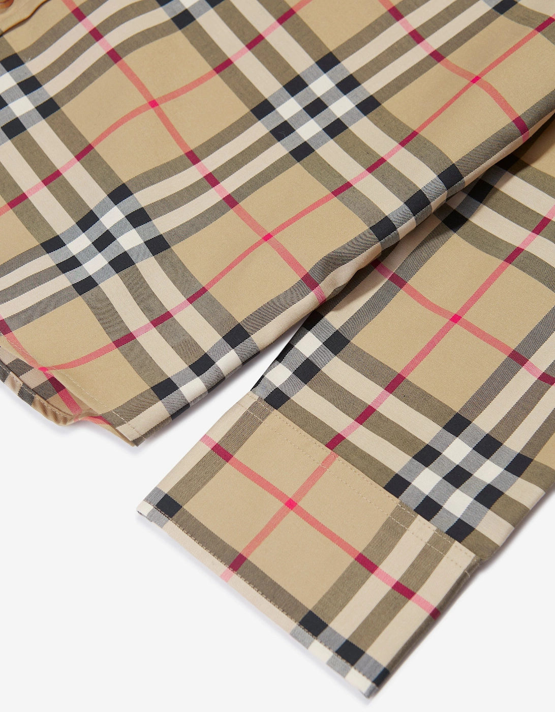 Boys Owen Long Sleeve Check Shirt in Beige