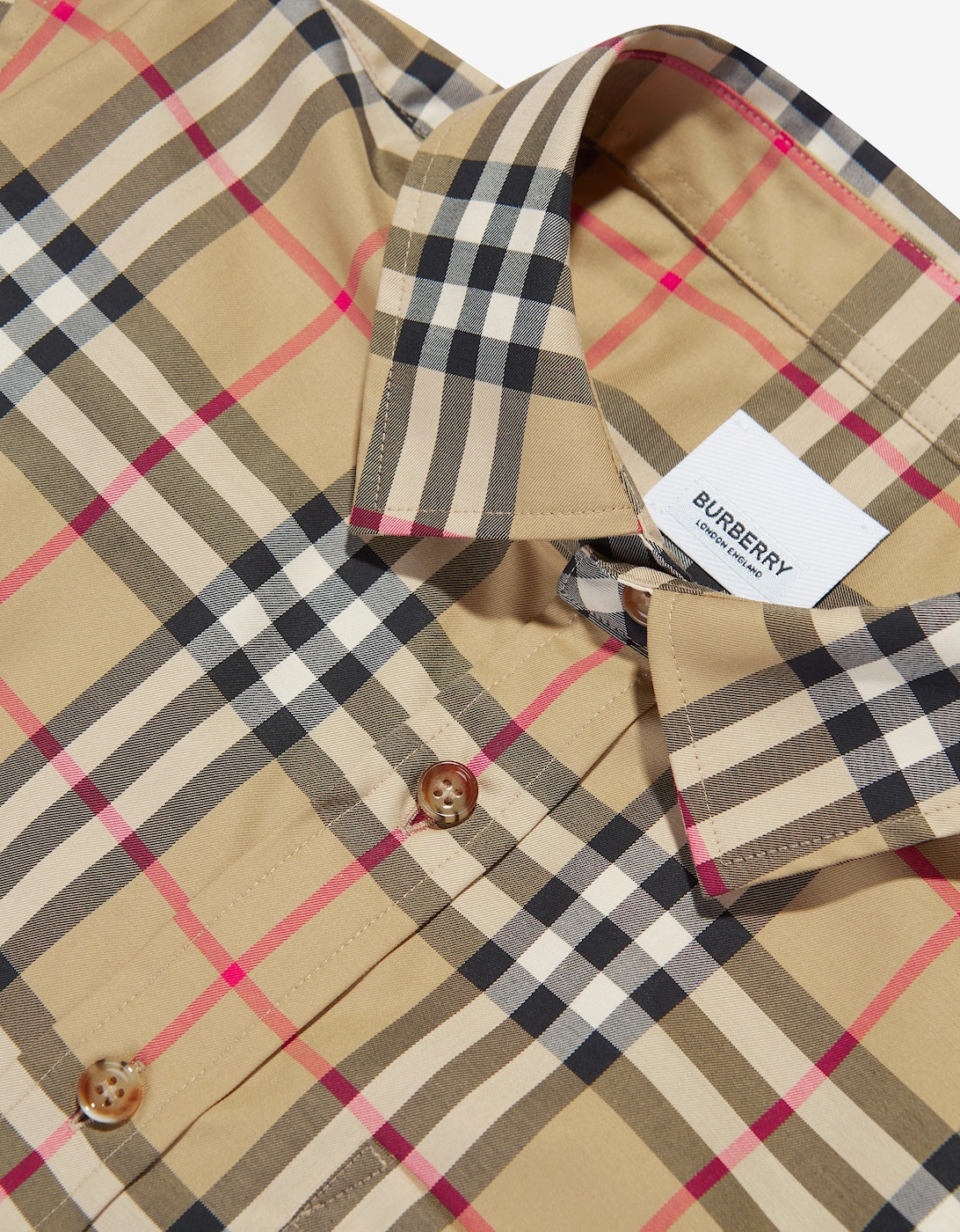 Boys Owen Long Sleeve Check Shirt in Beige