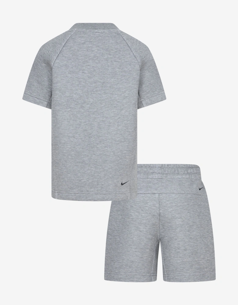 Kids Tech Fleece T-Shirt and Shorts Set in Grey
